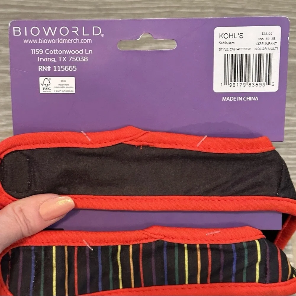 Bioworld Infant Baby Bibs 2 Pack Rainbow Stripes Proud Of My Family Black Red